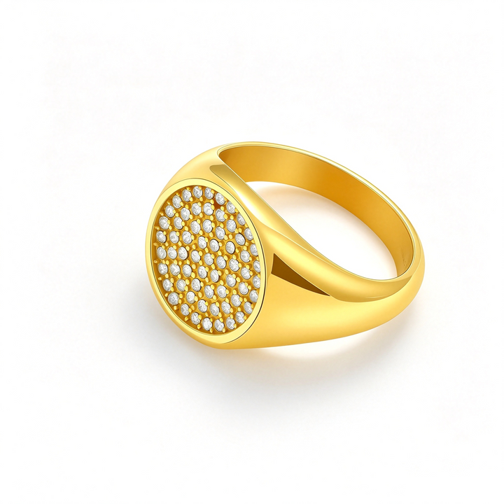 Paved Zircon Signet Stackable Daily Finger Ring