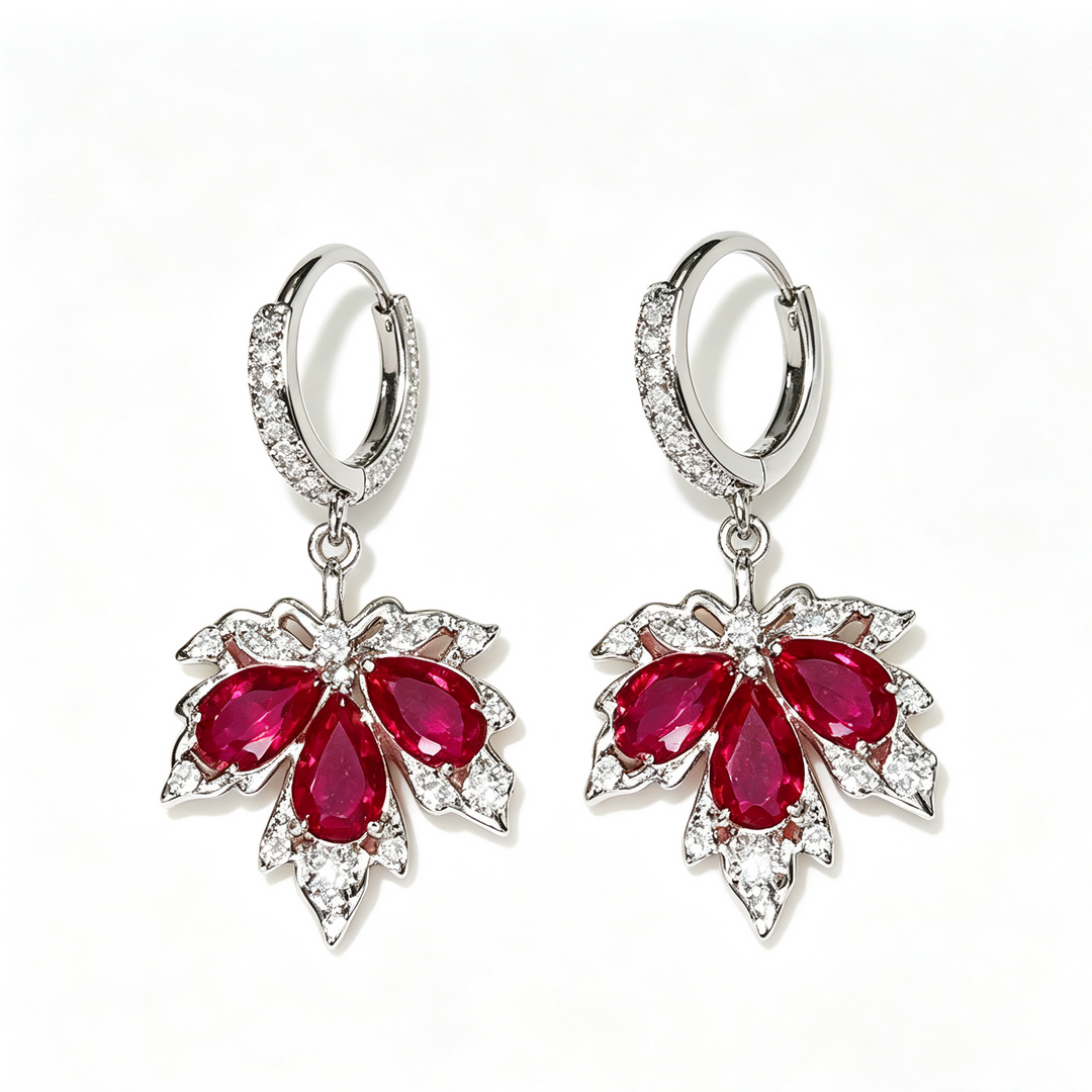 Maple Zircon Huggie Drop Earrings Fall Daily Wear