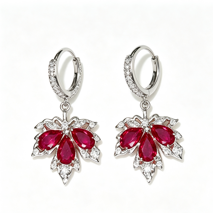 Maple Zircon Huggie Drop Earrings Fall Daily Wear