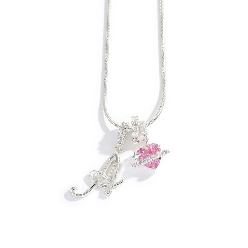Initial Letter Heart Pendant Necklace