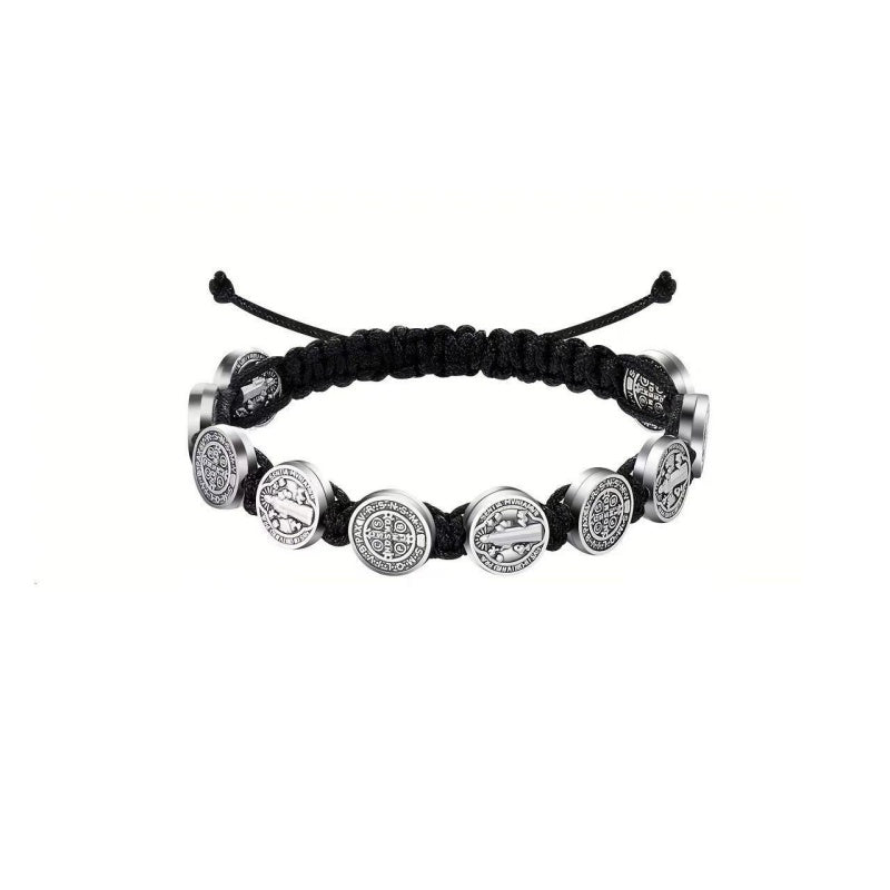 Saint Benedict Woven Cord Bracelet