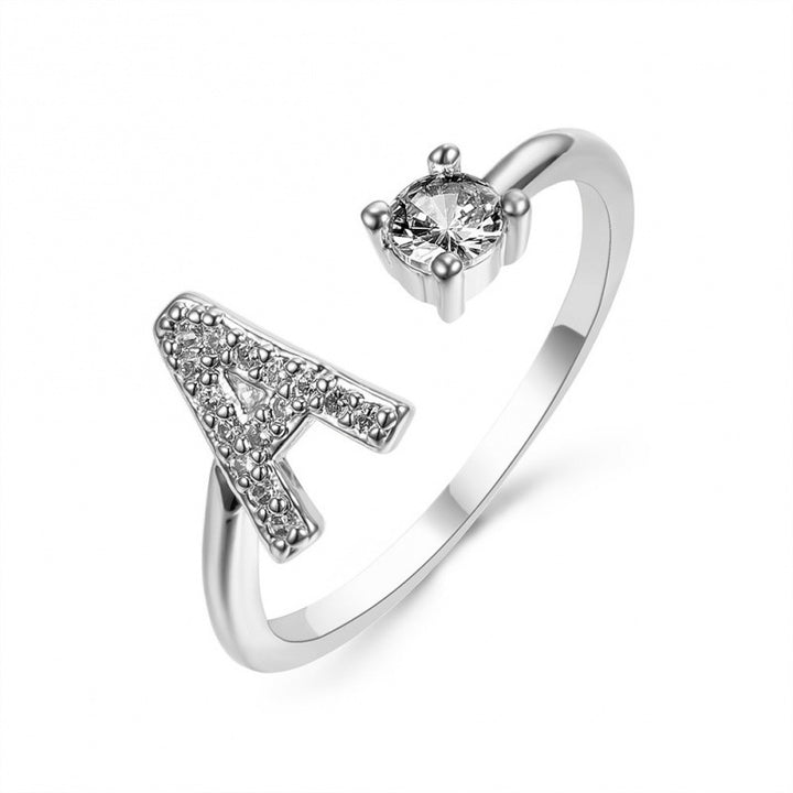 Elegant Initial Open Ring with Zircon