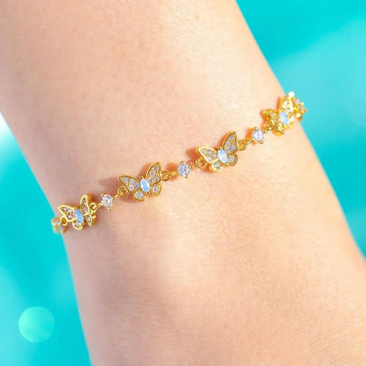 Adjustable Butterfly Zircon Link Bracelet