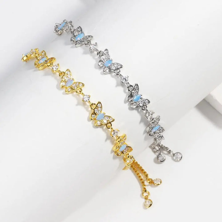 Adjustable Butterfly Zircon Link Bracelet