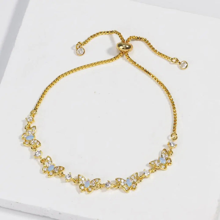 Adjustable Butterfly Zircon Link Bracelet
