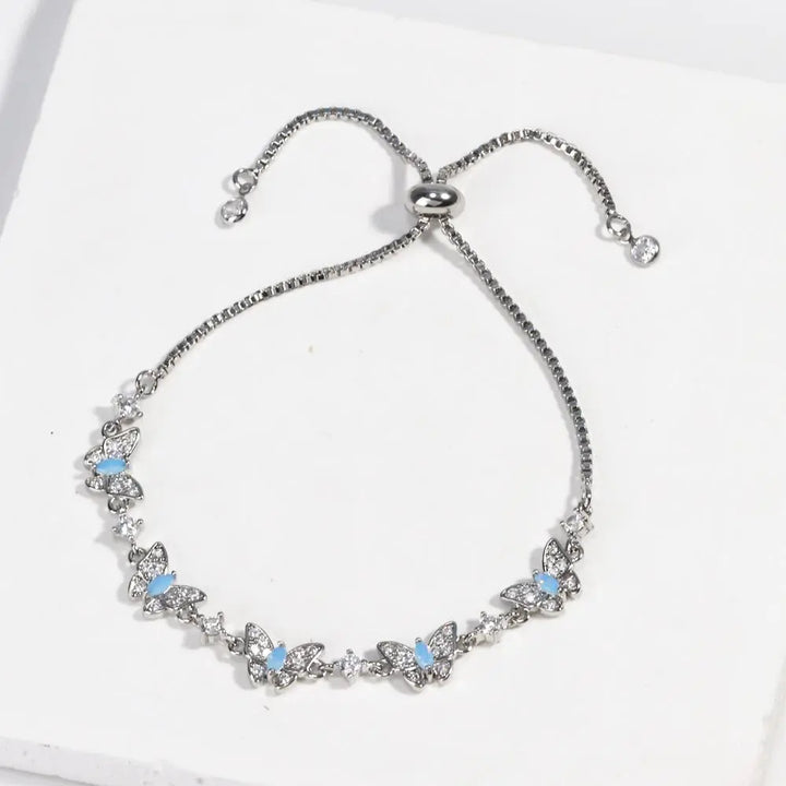Adjustable Butterfly Zircon Link Bracelet