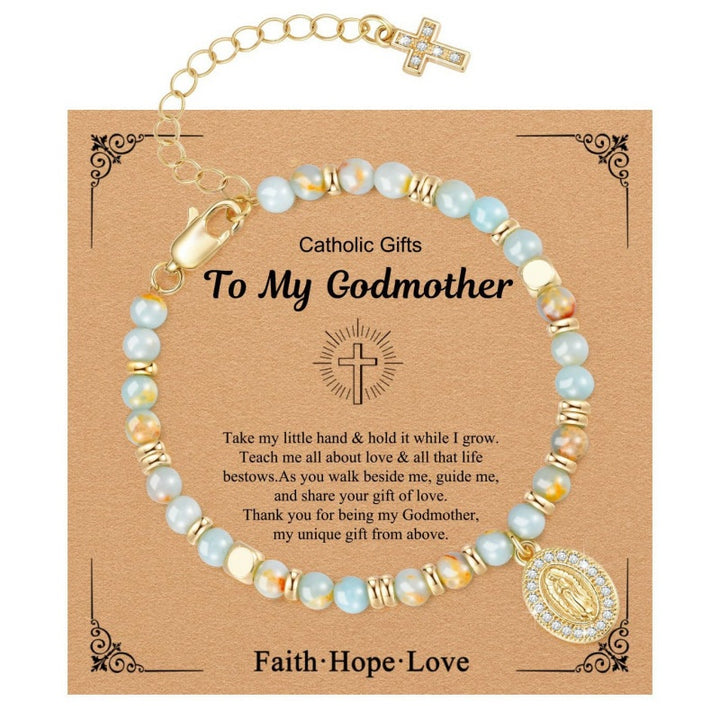 Beaded Virgin Cross Charm Bracelet