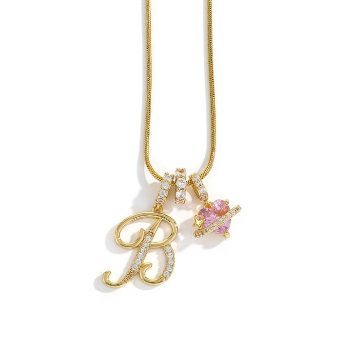 Initial Letter Heart Pendant Necklace