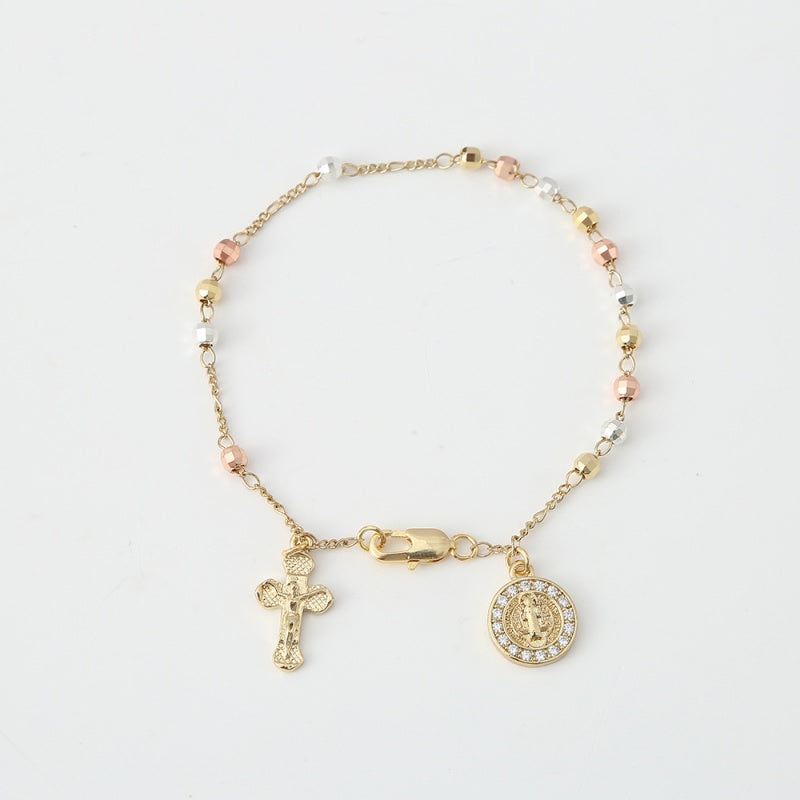 Rosary Cross Beaded Bracelet