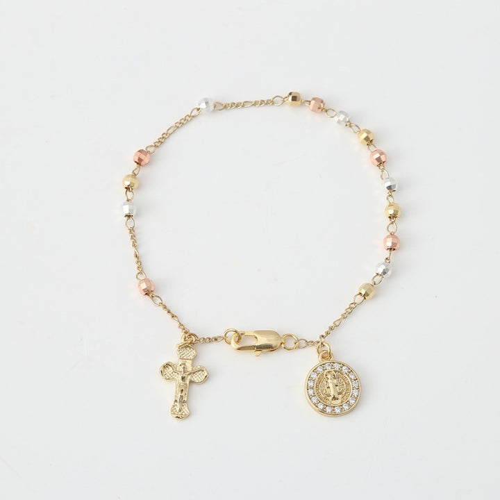 Rosary Cross Beaded Bracelet