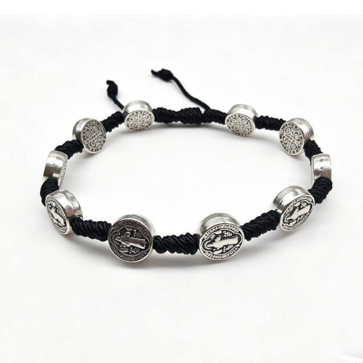 Saint Benedict Woven Cord Bracelet