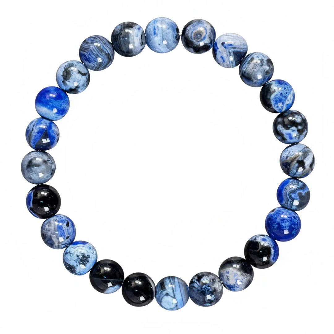 Blue Natural Stone Beaded Stretch Bracelet