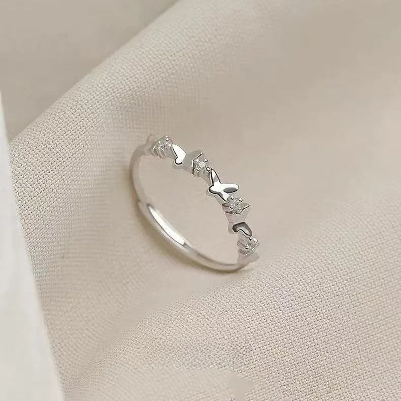 Minimalist Butterfly Band With Tiny Zircon Stones