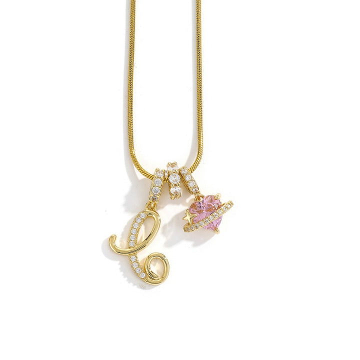 Initial Letter Heart Pendant Necklace