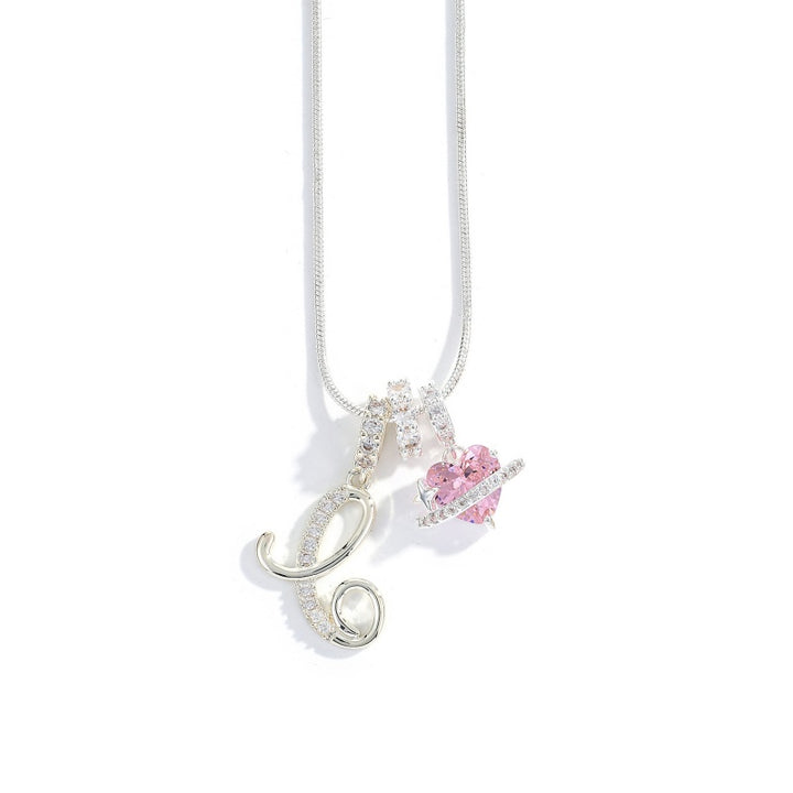 Initial Letter Heart Pendant Necklace