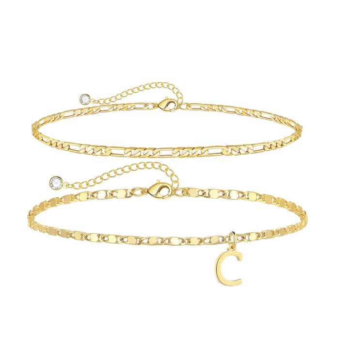 Personalized Layered Ankle Bracelet Set