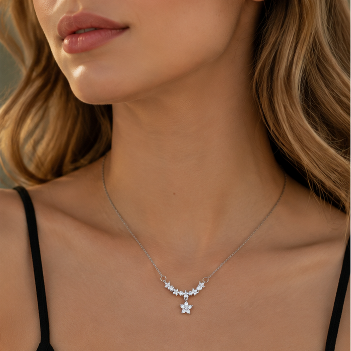 Minimalist Sparkle Floral Choker Necklace