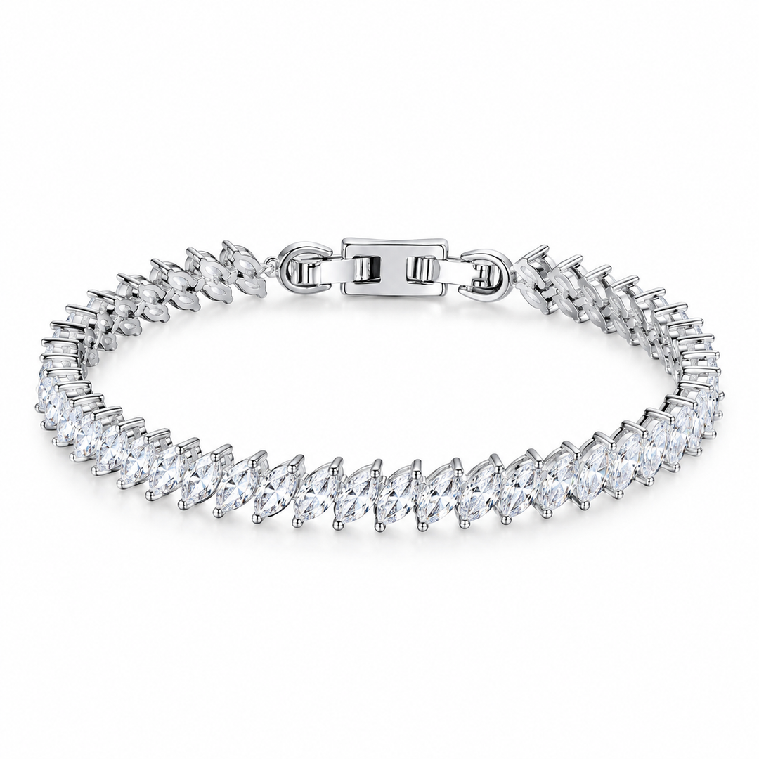 Leaf Cut Zircon Inlaid Chain Bracelet