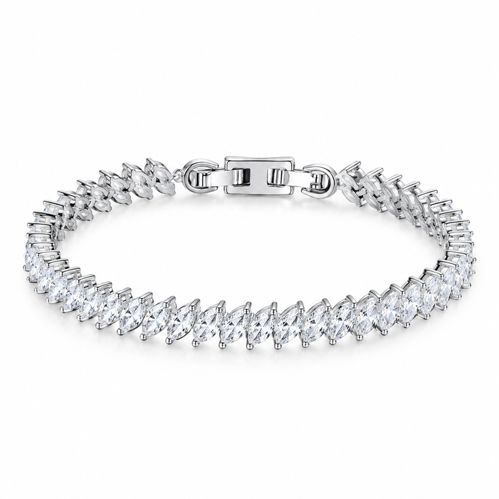 Leaf Cut Zircon Inlaid Chain Bracelet