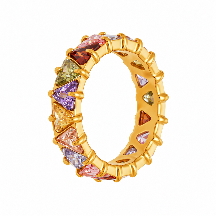 Multicolor Triangle CZ Statement Ring