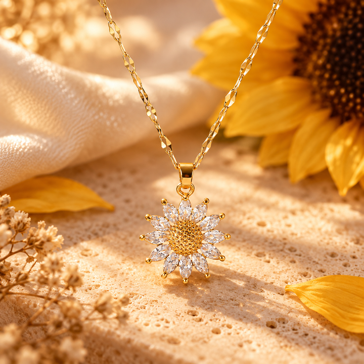 Sunflower Micro Pave Zircon Pendant Necklace