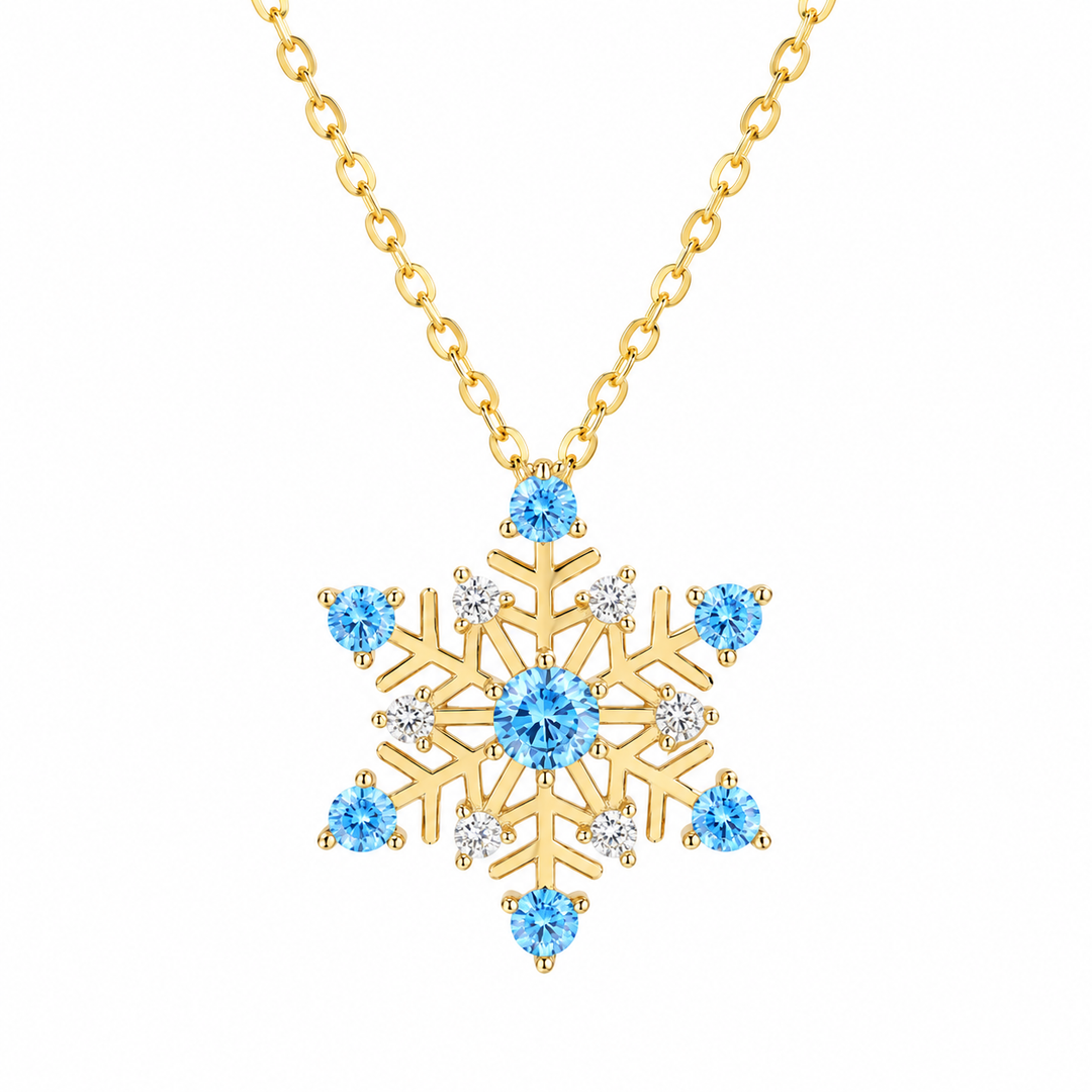 Blue Snowflake Winter Necklace