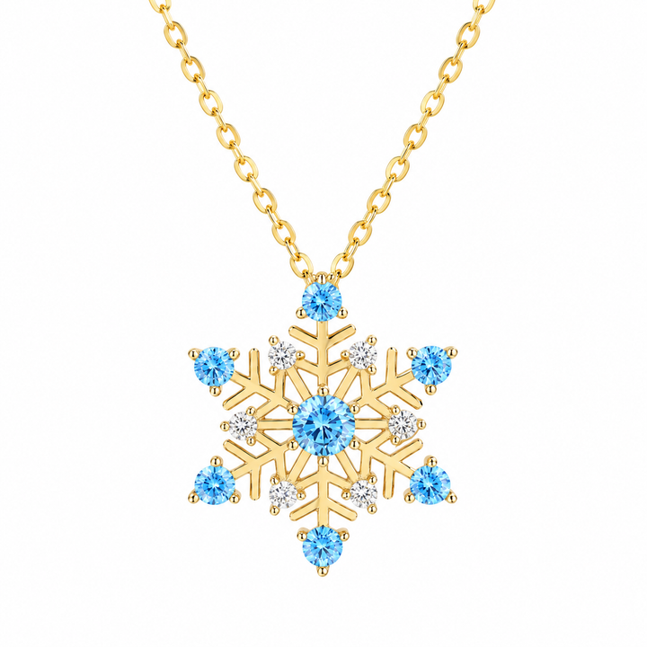 Blue Snowflake Winter Necklace