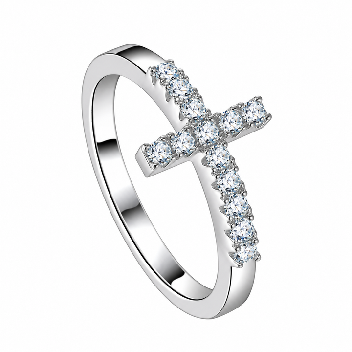 Side Cross Faith Statement Ring