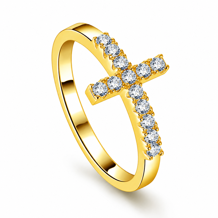 Side Cross Faith Statement Ring