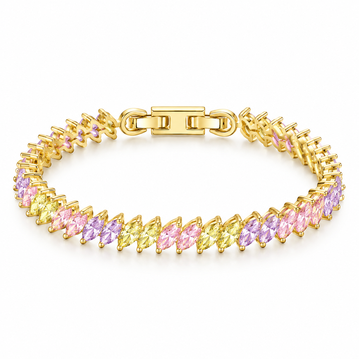 Leaf Cut Zircon Inlaid Chain Bracelet