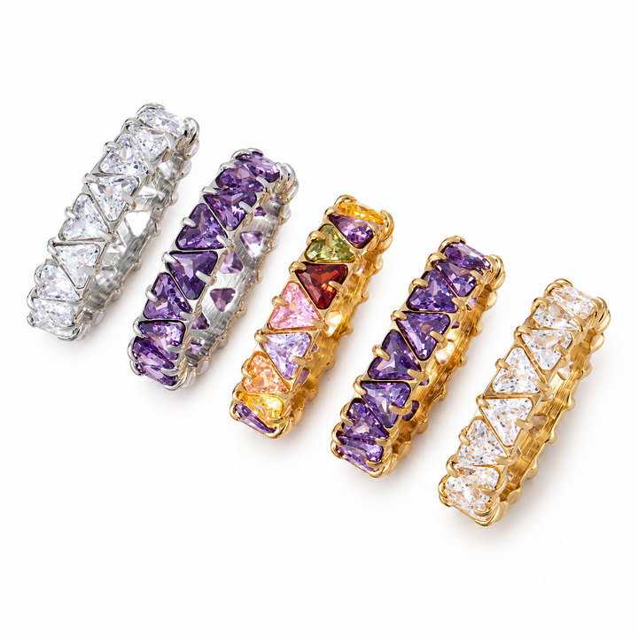 Multicolor Triangle CZ Statement Ring