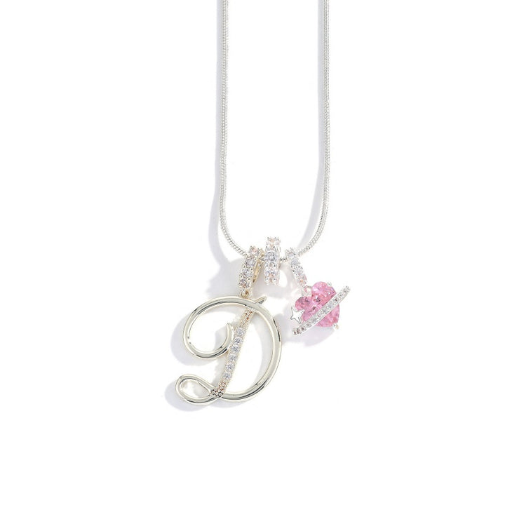 Initial Letter Heart Pendant Necklace