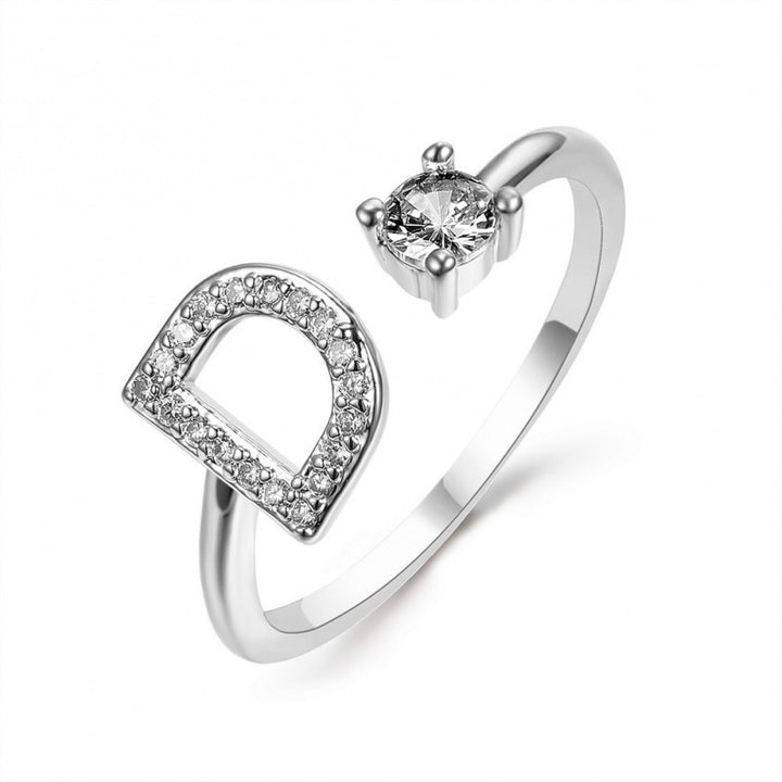 Elegant Initial Open Ring with Zircon