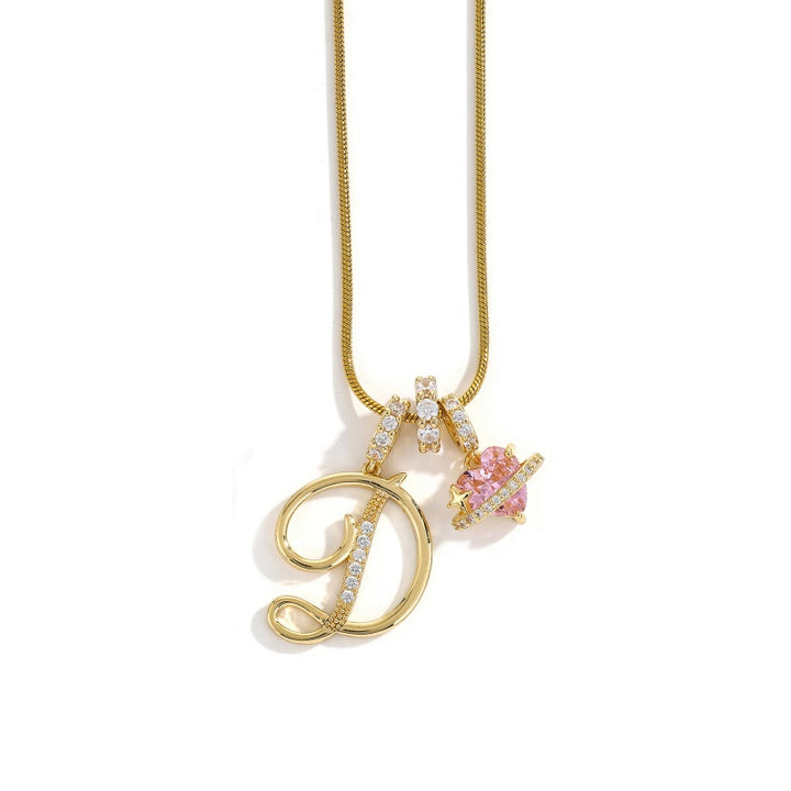 Initial Letter Heart Pendant Necklace