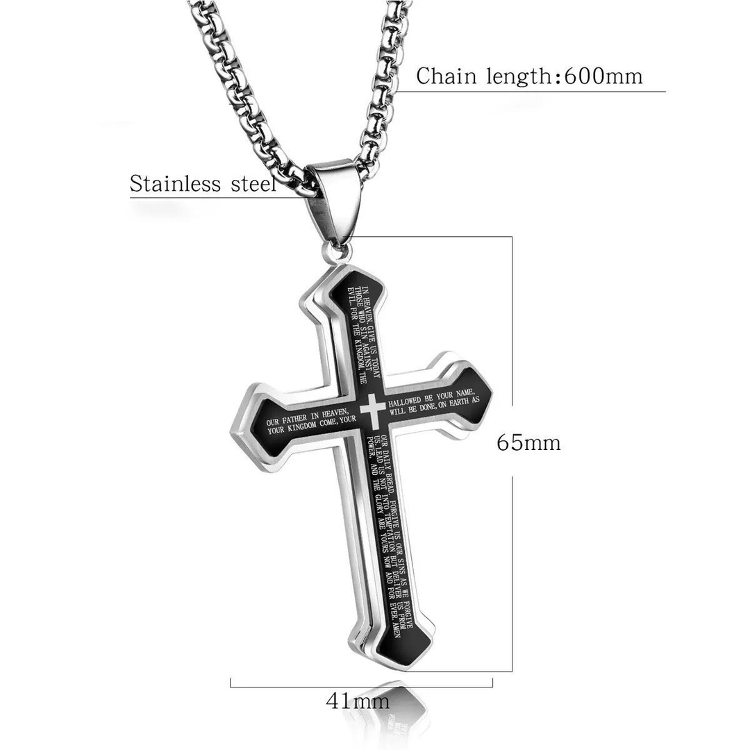Stainless Steel Bible Text Cross Pendant