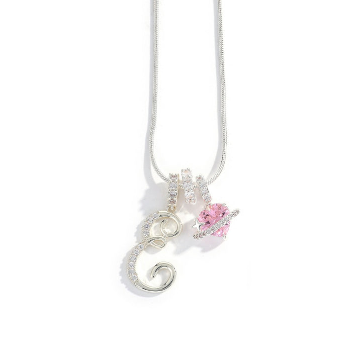 Initial Letter Heart Pendant Necklace