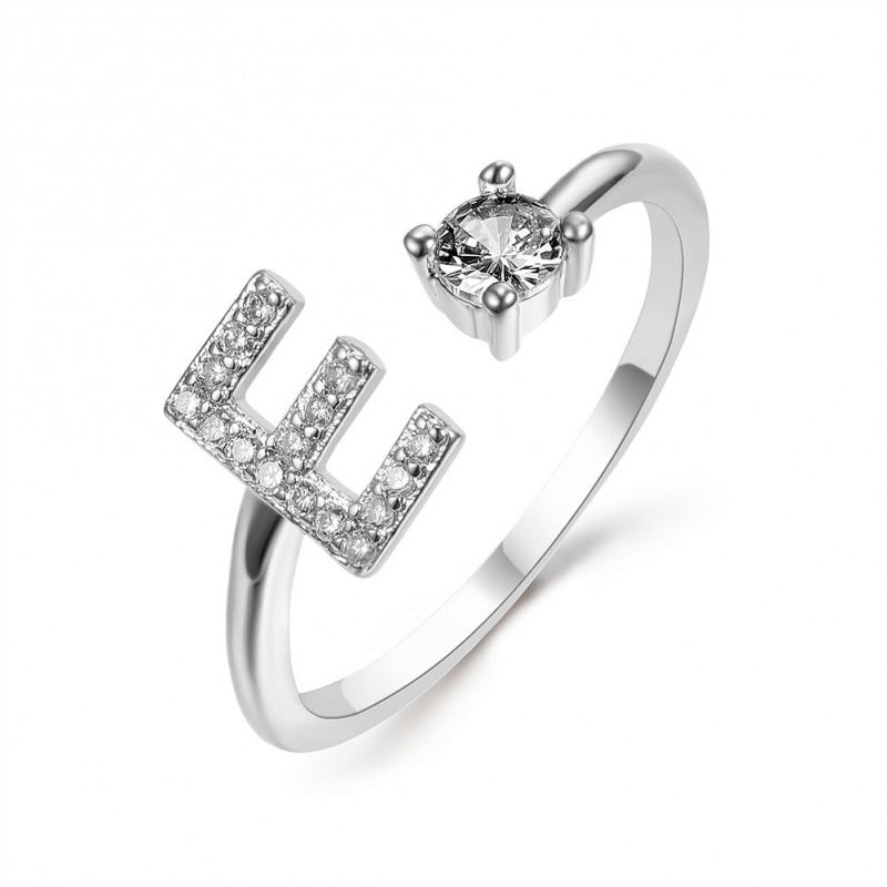 Elegant Initial Open Ring with Zircon