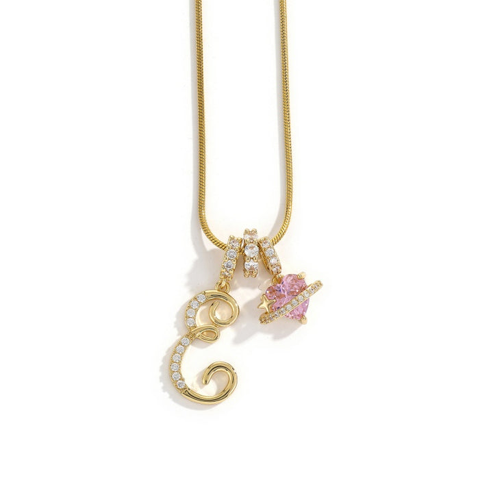 Initial Letter Heart Pendant Necklace