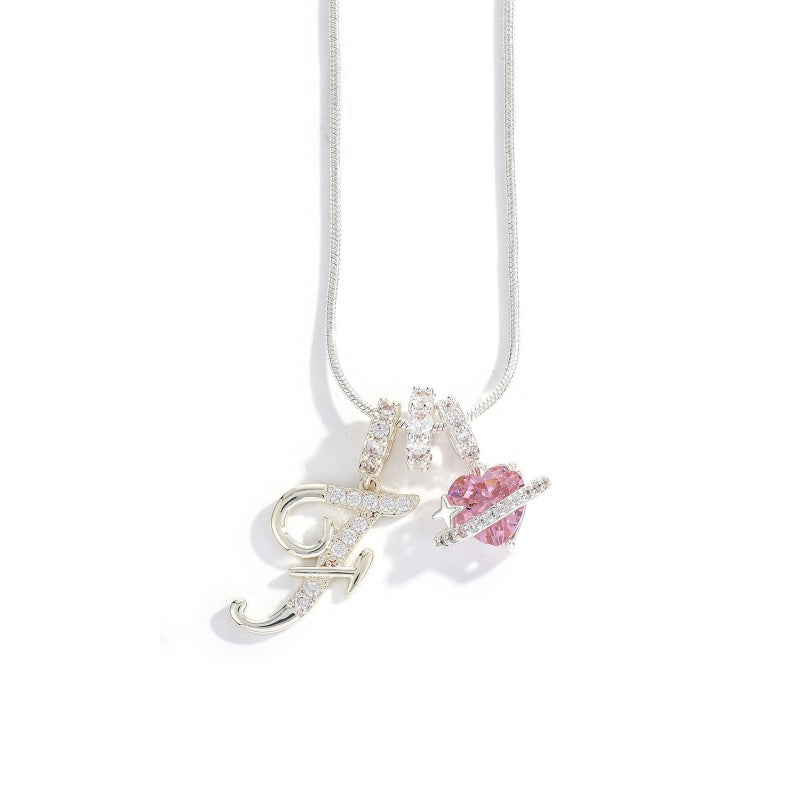 Initial Letter Heart Pendant Necklace