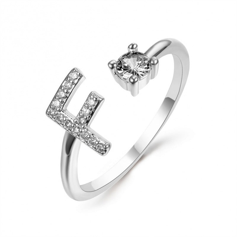 Elegant Initial Open Ring with Zircon
