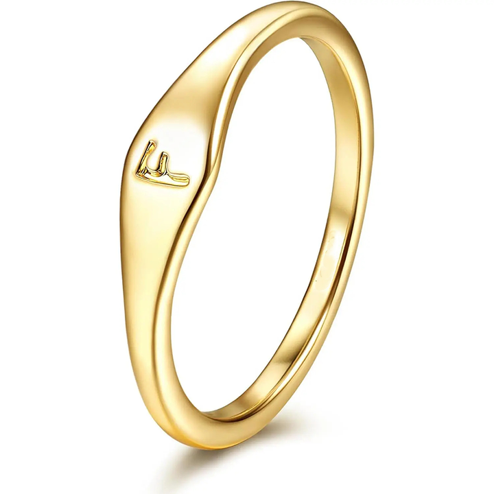 Initial Letter Stackable Ring Daily Wear