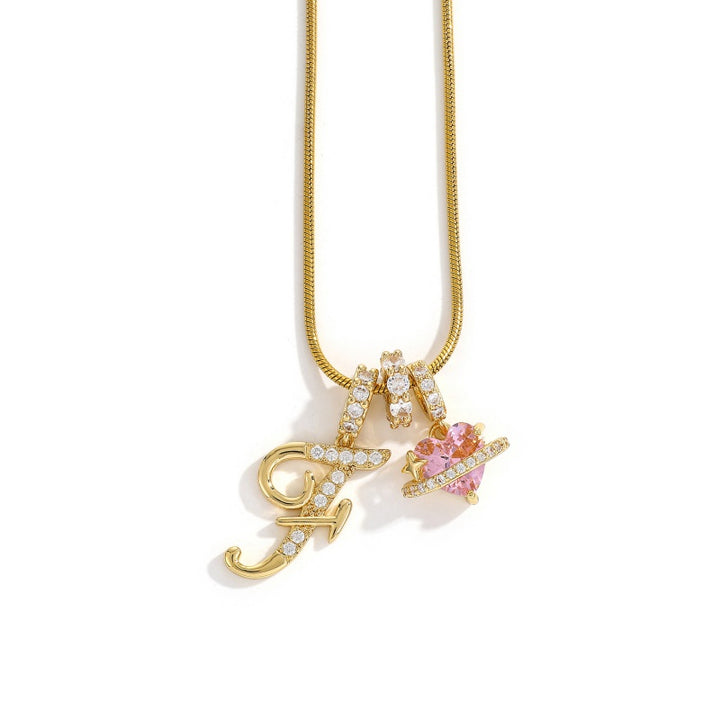 Initial Letter Heart Pendant Necklace