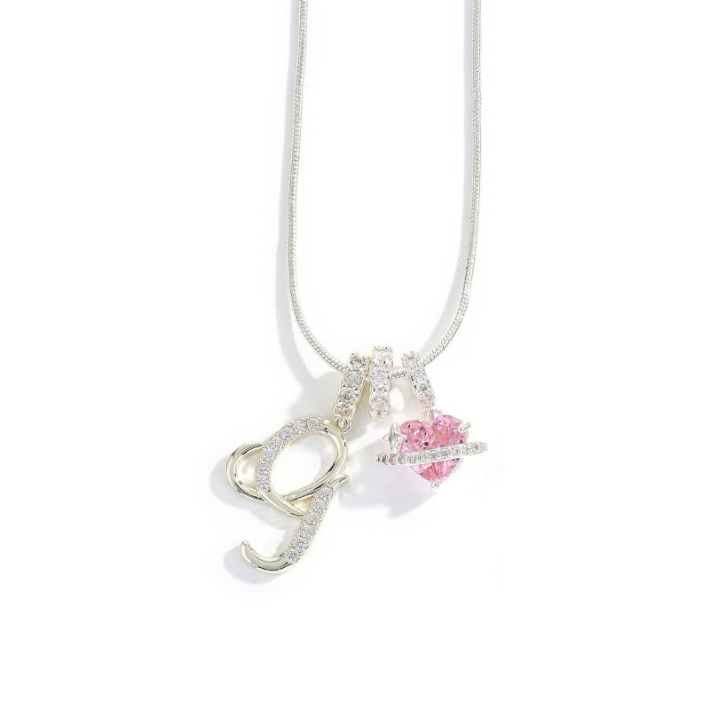 Initial Letter Heart Pendant Necklace