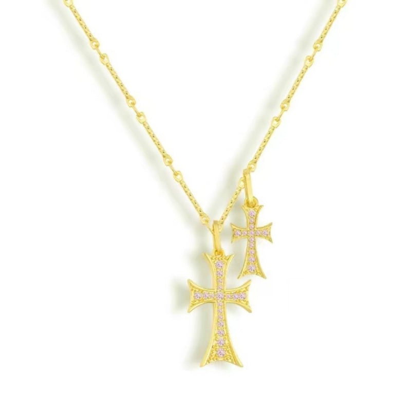 Double Cross Faith Necklace