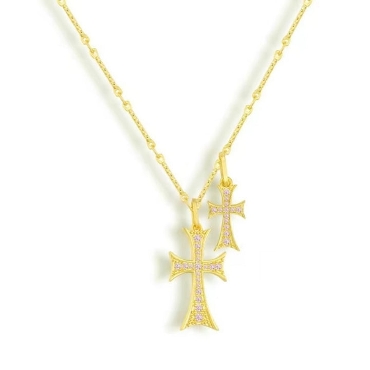 Double Cross Faith Necklace