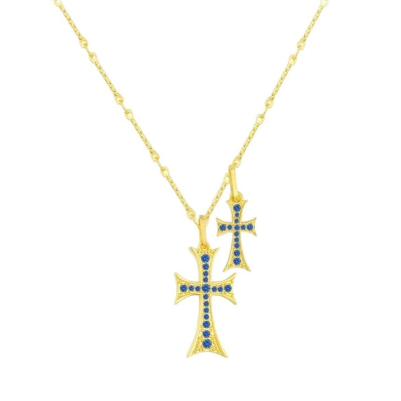 Double Cross Faith Necklace
