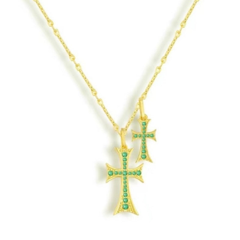 Double Cross Faith Necklace
