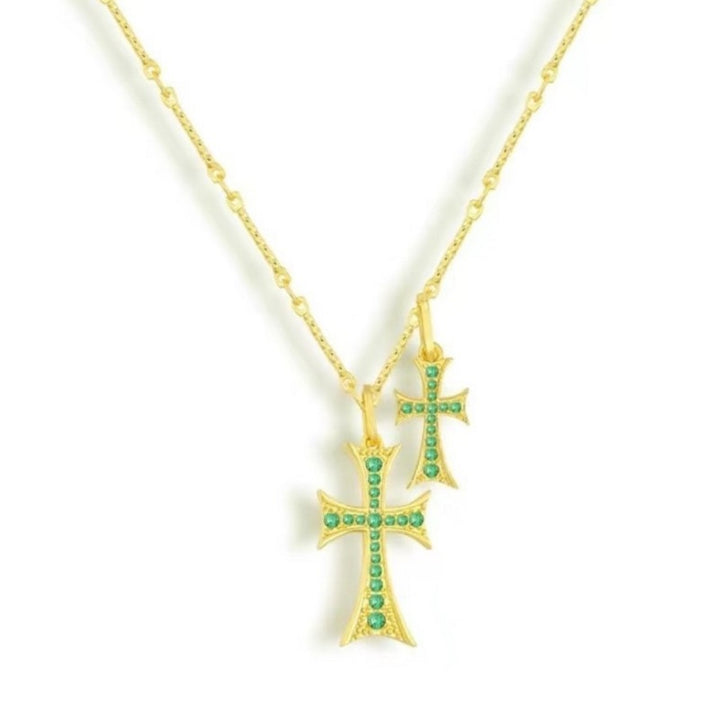 Double Cross Faith Necklace