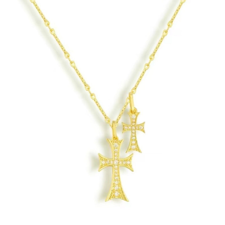 Double Cross Faith Necklace