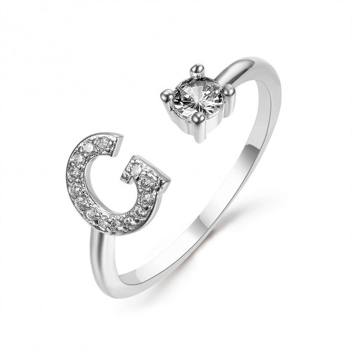Elegant Initial Open Ring with Zircon